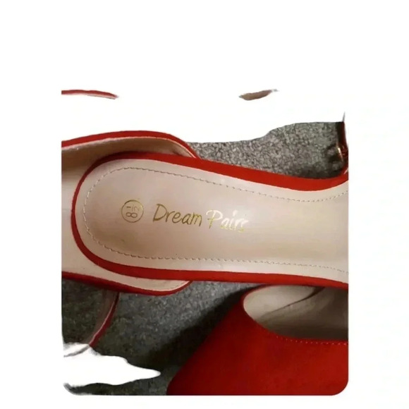 Dream Pairs Red Strappy Closed Pointed Toe  High Heels Size 8.5 - Picture 9 of 12